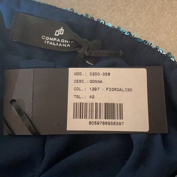 New Blue Sequined skirt Made in Italy Compagnia Italiana Made in Italy  42 Small - Picture 8 of 12